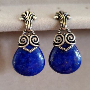 Natural Blue Lapis Gemstone Earrings